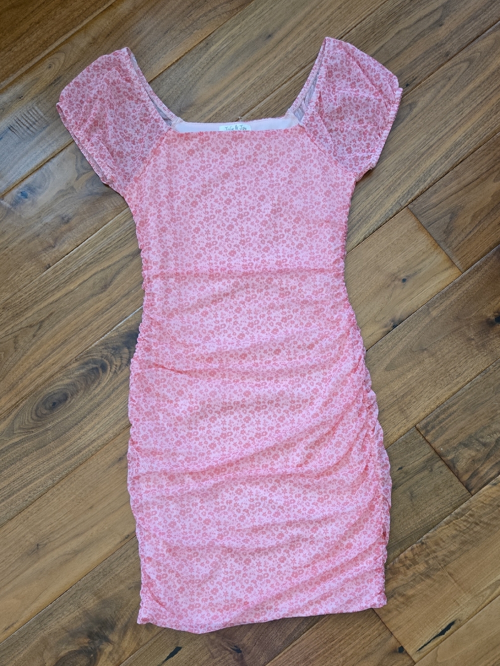 Pink Floral Rusched Dress